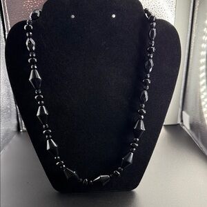 Black Beaded Statement Necklace - Elegant Women's Jewelry